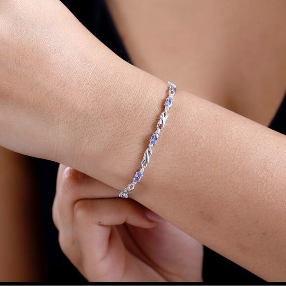 Kashmir Kyanite Bracelet in Rhodium over Sterling Silver 6.5” - Picture 3 of 12